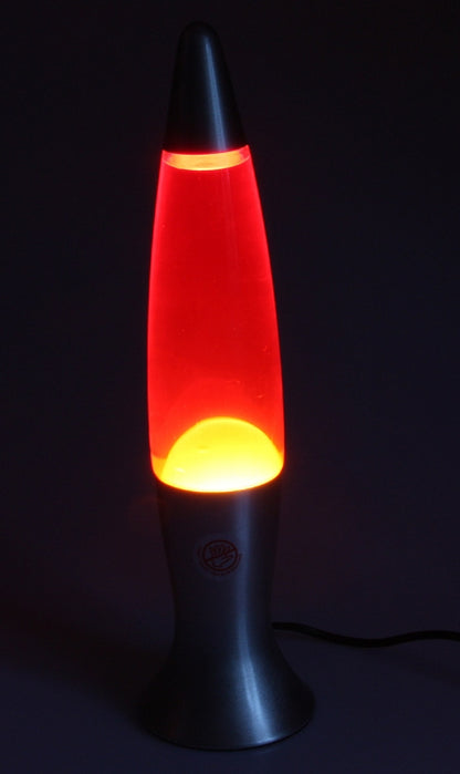 Lavalampe "CTL-ROGE" 40cm Wasser: Rot, Wachs: Gelb, Body: Silber