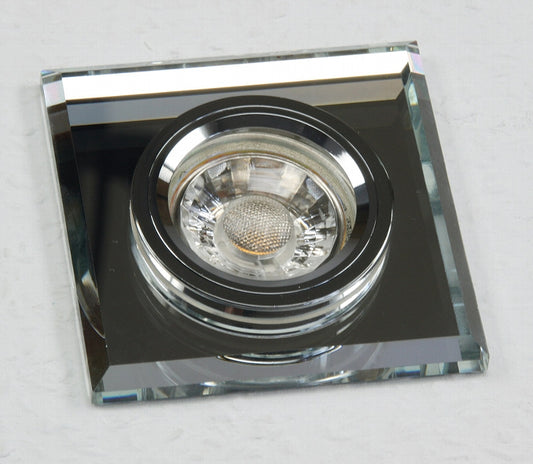 Decken-Einbaustrahler "Crystal Q90" starr, 90x90mm, für 50mm Lampen, silber