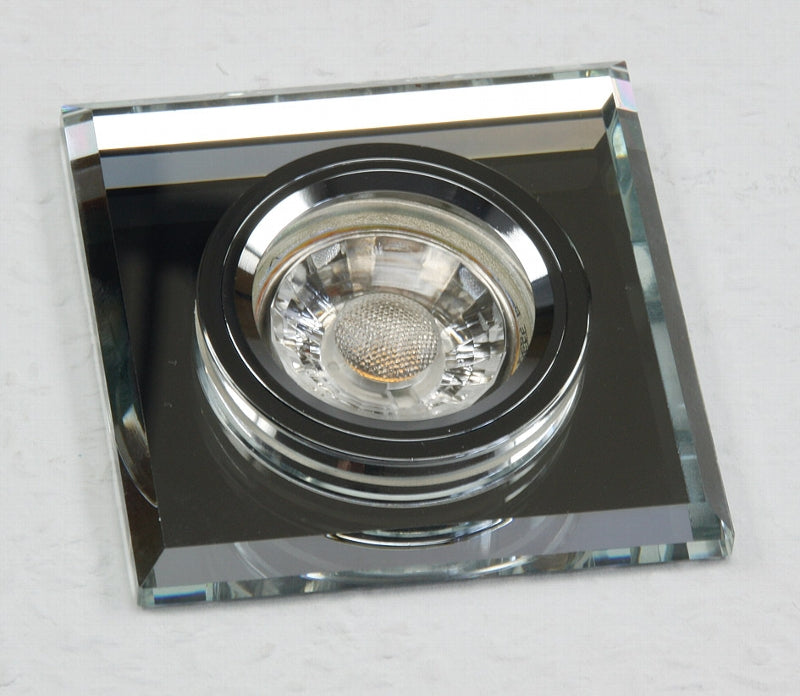 Decken-Einbaustrahler "Crystal Q90" starr, 90x90mm, für 50mm Lampen, silber