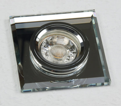 Decken-Einbaustrahler "Crystal Q90" starr, 90x90mm, für 50mm Lampen, silber
