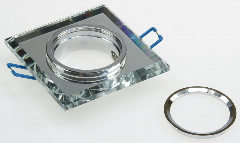 Decken-Einbaustrahler "Crystal Q90" starr, 90x90mm, für 50mm Lampen, silber