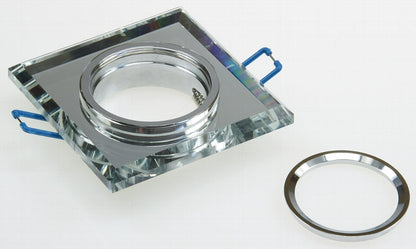 Decken-Einbaustrahler "Crystal Q90" starr, 90x90mm, für 50mm Lampen, silber