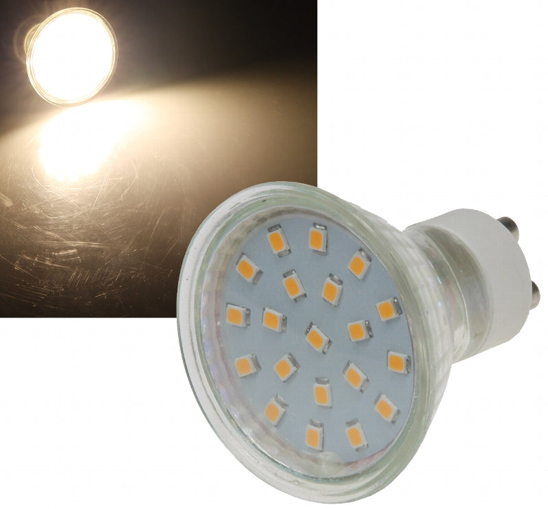 LED Strahler GU10 "H40 SMD" 120°, 3000k, 280lm, 230V/3W, warmweiß