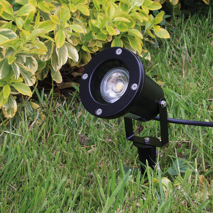 Gartenleuchte "CT-GS10", schwarz 230V, 1,5m Kabel+Erdspieß, GU10 Fassung