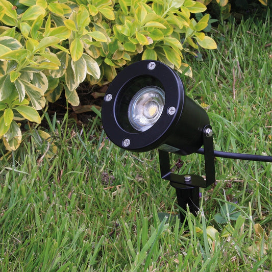 Gartenleuchte "CT-GS10", schwarz 230V, 1,5m Kabel+Erdspieß, GU10 Fassung