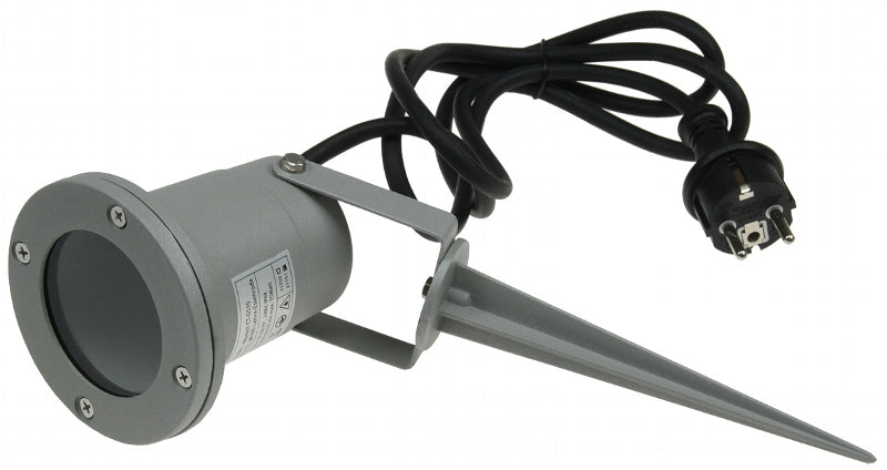Gartenleuchte "CT-GS10", silbergrau 230V, 1,5m Kabel+Erdspieß, GU10 Fassung