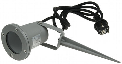 Gartenleuchte "CT-GS10", silbergrau 230V, 1,5m Kabel+Erdspieß, GU10 Fassung