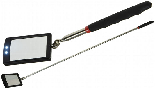 Teleskop Spiegel mit LED Beleuchtung Gesamtlänge 28-88cm, Spiegel 65x40mm