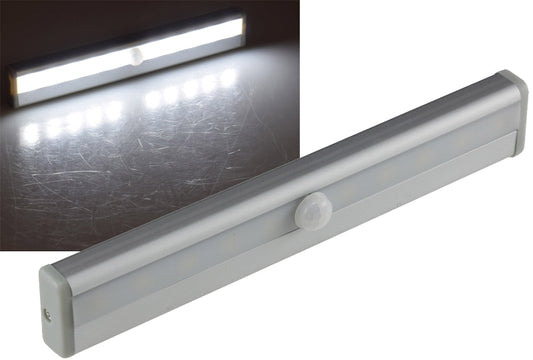 LED Unterbauleuchte "LUB-ALU10" 80Lm 4x AAA / Micro, 10 Leds, Licht: weiß