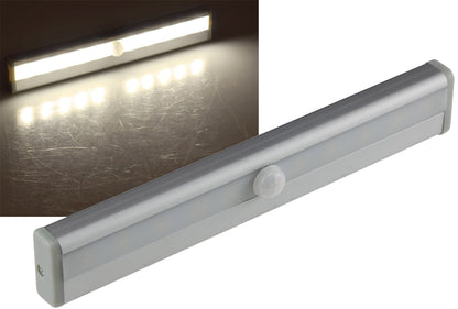 LED Unterbauleuchte "LUB-ALU10" 80Lm 4x AAA / Micro, 10 Leds, Licht: warmweiß