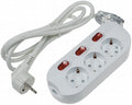 Tischsteckdose mit Einzelschaltung 3-fach, weiß, 1,5m Kabel