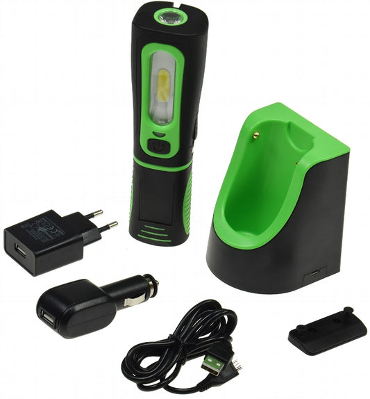 LED Stableuchte mit Akku "FlexiLED 300+" Ladeschale, Magnethalter, 3W, 250lm,IP44