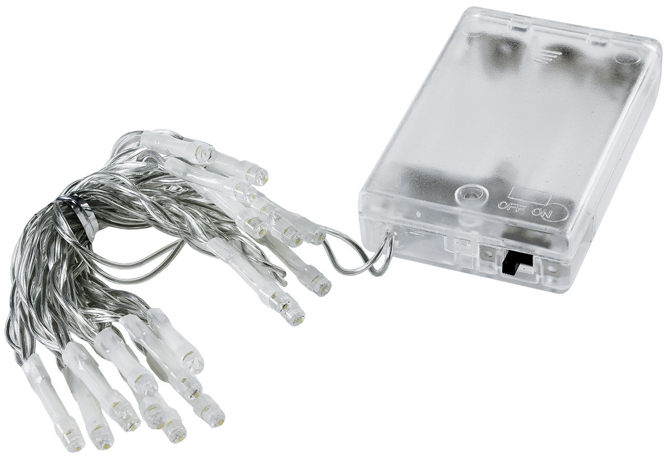 LED Batterie-Lichterkette "CT-BK20" 2m warmweiß, transp. Kabel, 20 LEDs