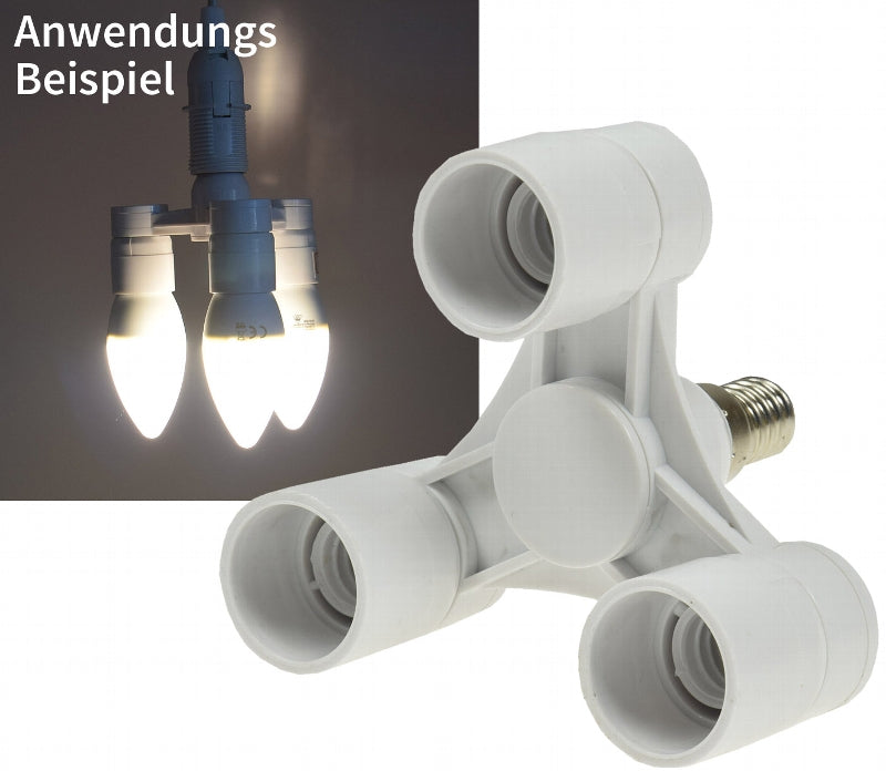 E14-Fassung "Triple", 3-fach Adapter auf 3x E14-Schraubfassungen