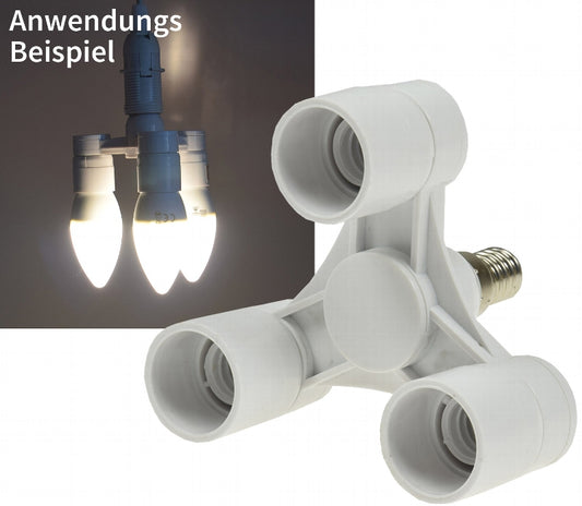 E14-Fassung "Triple", 3-fach Adapter auf 3x E14-Schraubfassungen