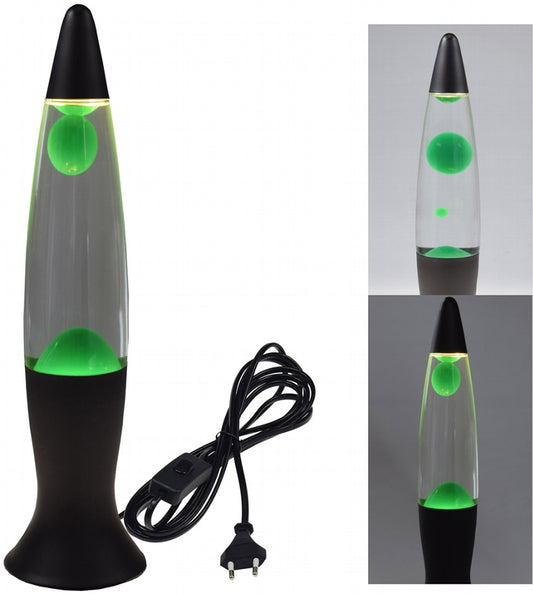 Lavalampe "CTL-BLEEN" 40cm Wasser: Klar, Wachs: Grün, Body: Schwarz