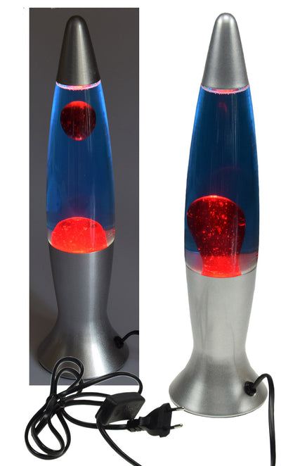 Lavalampe silber blau / rot 40 cm
