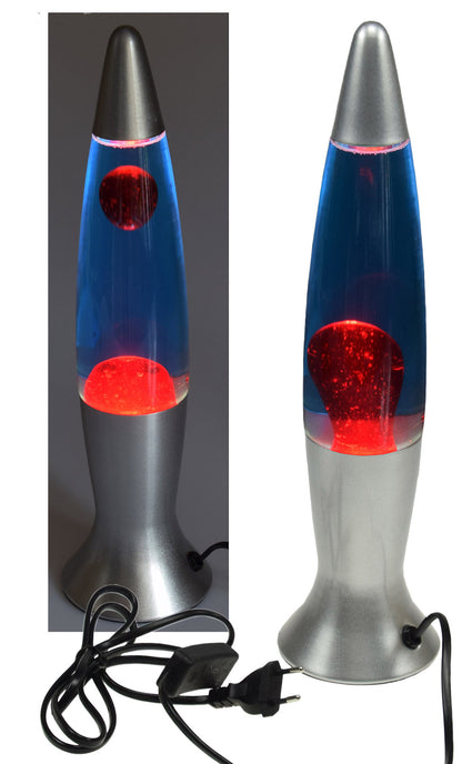 Lavalampe silber blau / rot 40 cm