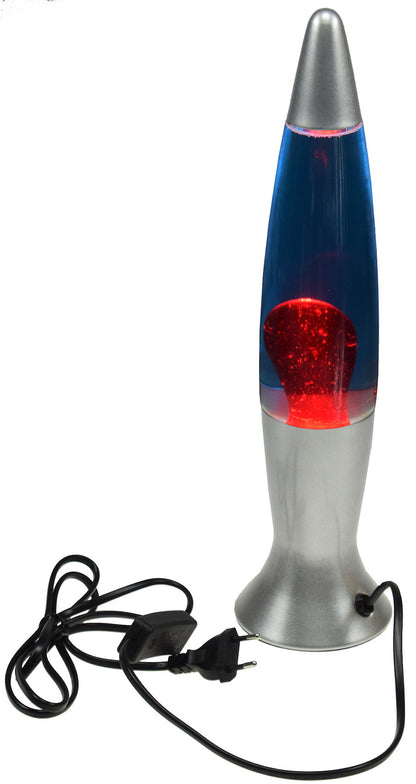 Lavalampe silber blau / rot 40 cm