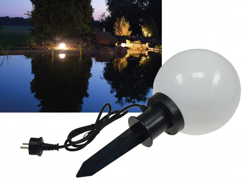 Garten Kugelleuchte Erdspieß "CT-GL20cm" IP44, 230V, 1,5m Kabel, E27 Fassung