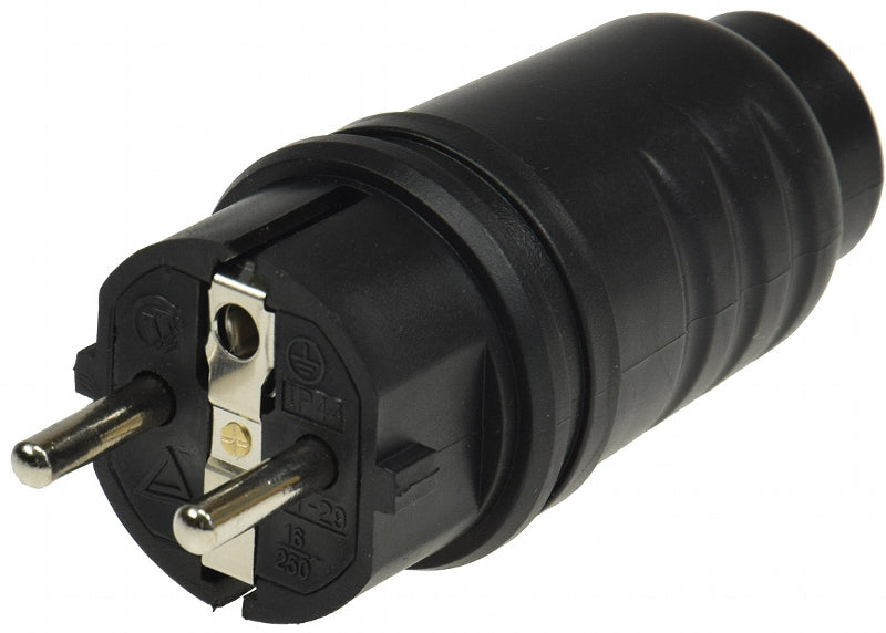 Schutzkontakt-Gummistecker für Außen 250V/16A, IP44