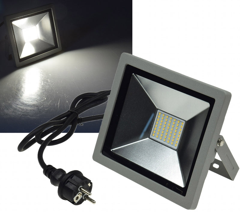 LED-Fluter SlimLine "CTF-SLT 30" silber 30W, 2100lm, 4000K, neutralweiß, IP44