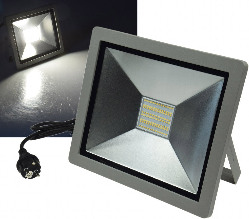 LED-Fluter SlimLine "CTF-SLT 99" silber 100W, 6500lm, 4000K, neutralweiß, IP44