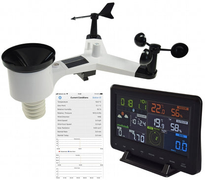 Digitale Funk-Wetterstation "CTW-902 Wi" DCF, Luftfeuchte, Wind & Regen, WiFi