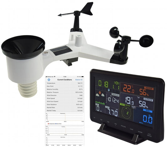 Digitale Funk-Wetterstation "CTW-902 Wi" DCF, Luftfeuchte, Wind & Regen, WiFi