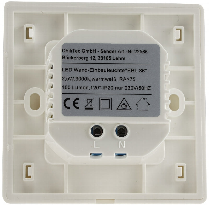 LED Wand-Einbauleuchte "EBL 86" 2,5W, 3000k, warmweiß, Rahmen cremeweiß