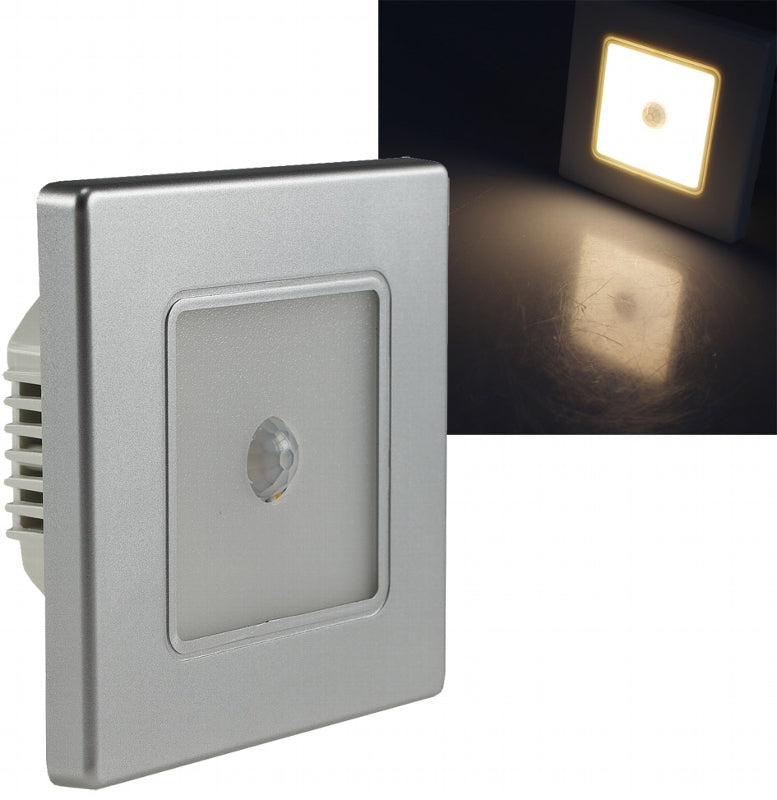 LED Wand-Einbauleuchte "EBL 86 PIR" 2,5W, 3000k, warmweiß, Rahmen silber