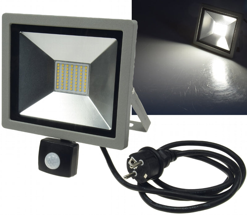 LED-Fluter SlimLine "CTF-SLT30 PIR" 30W, IP44, 2100lm, 4200K, Bewegungsmelde