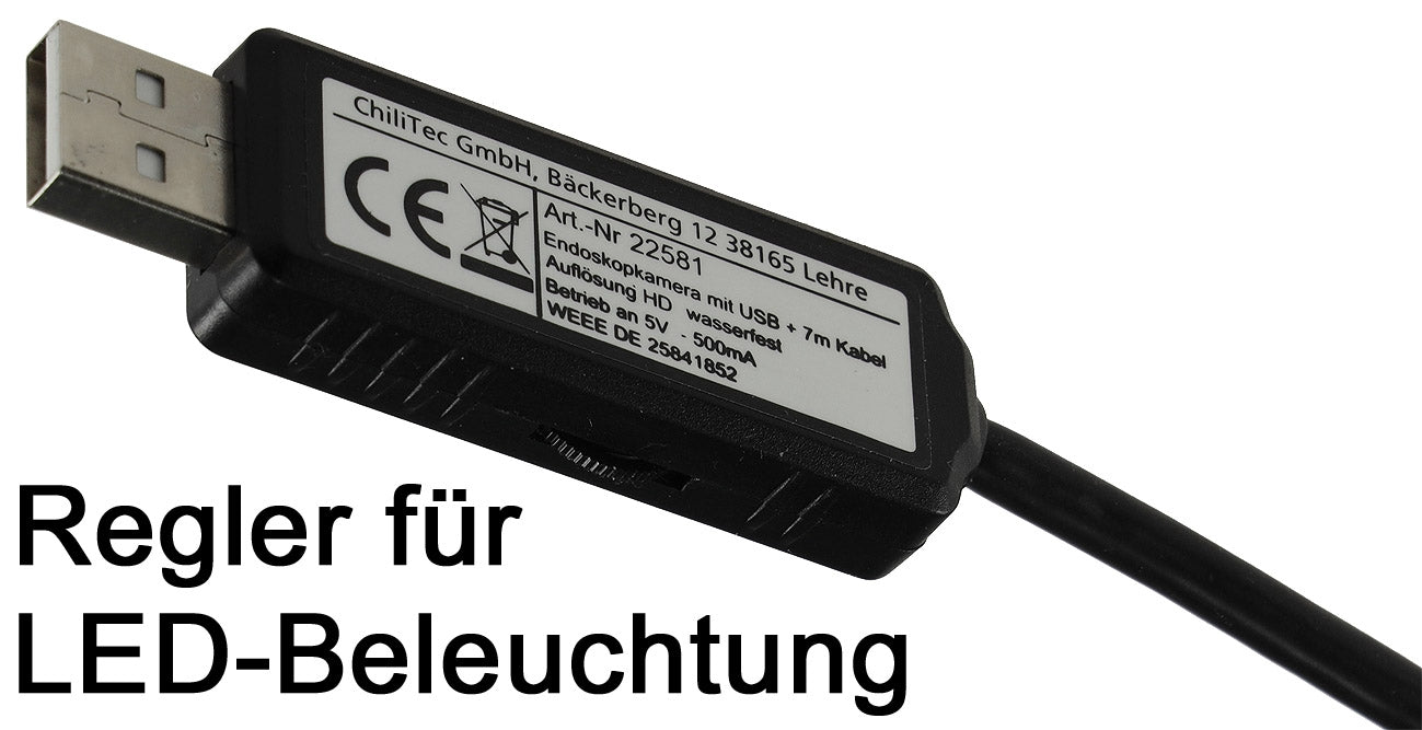 Endoskopkamera USB mit 7m Kabel HD Auflösung 1600x1200, IP67 wasserfest