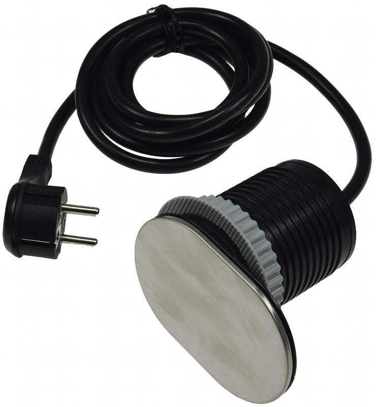 Schreibtisch-Einbausteckdose + USB Schutz.Steckd. 16A, USB 2,4A, Edelstahl