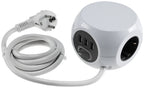 Steckdosen-Kubus 3x Schutzk + 3x USB 1,4m Zuleitung, Ein-/Aus-Schalter