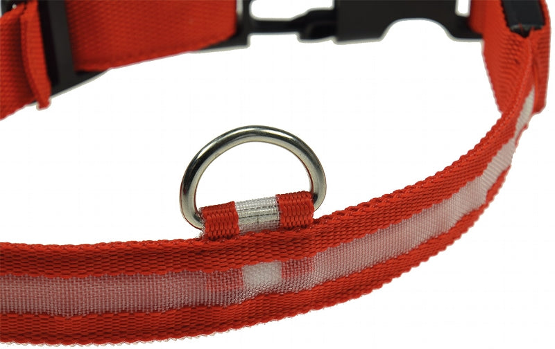 Hunde-Halsband leuchtend mit LED 52-60cm, Größe XL, rot