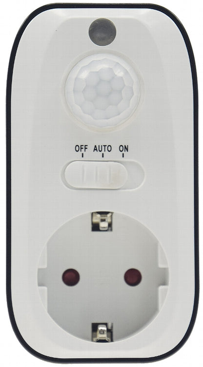 Zwischenstecker mit Bewegungsmelder 100°, 8m Reichweite , 230V/1200W, s/w