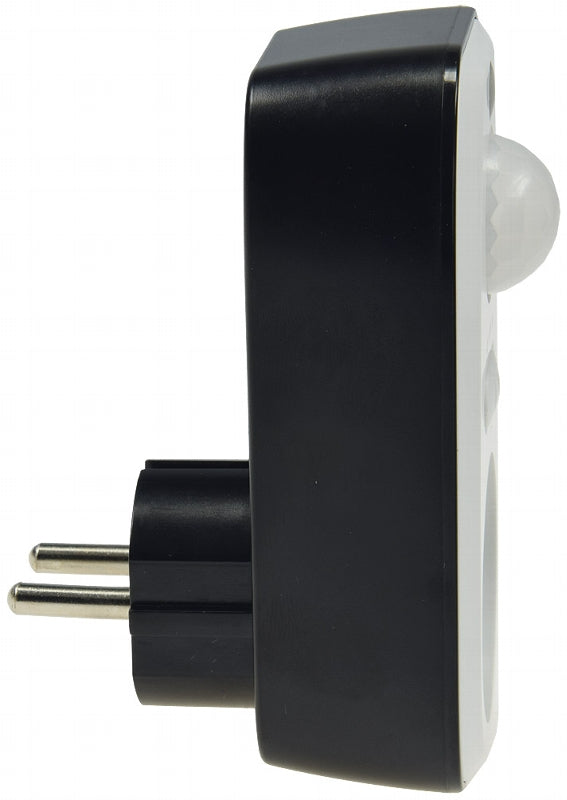 Zwischenstecker mit Bewegungsmelder 100°, 8m Reichweite , 230V/1200W, s/w