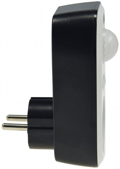 Zwischenstecker mit Bewegungsmelder 100°, 8m Reichweite , 230V/1200W, s/w