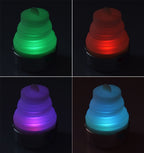 LED Ziehharmonika Camping-Leuchte Weiß, Kerzenflacker, RGB Farbwechsel