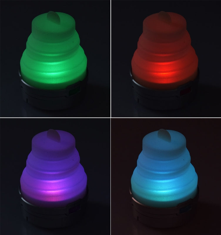 LED Ziehharmonika Camping-Leuchte Weiß, Kerzenflacker, RGB Farbwechsel