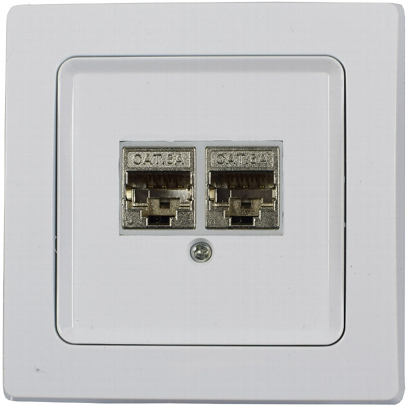 DELPHI Netzwerk-Dose 2x CAT6 inkl. Rahmen, UP, weiß