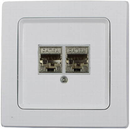 DELPHI Netzwerk-Dose 2x CAT6 inkl. Rahmen, UP, weiß