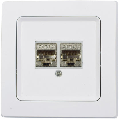 DELPHI Netzwerk-Dose 2x CAT6 inkl. Rahmen, UP, weiß
