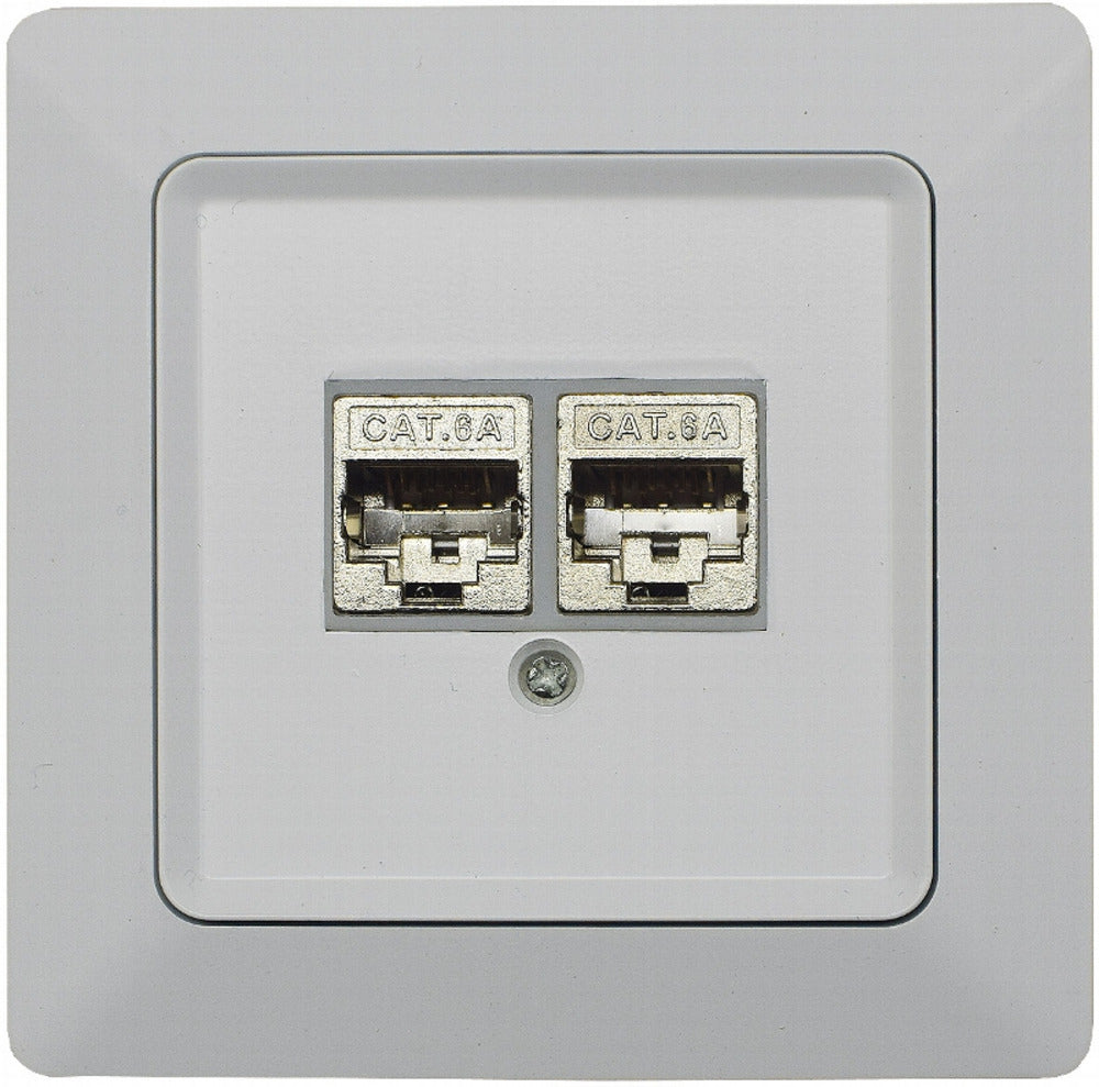 MILOS Netzwerk-Dose 2x CAT6 inkl. Rahmen, UP, matt weiß