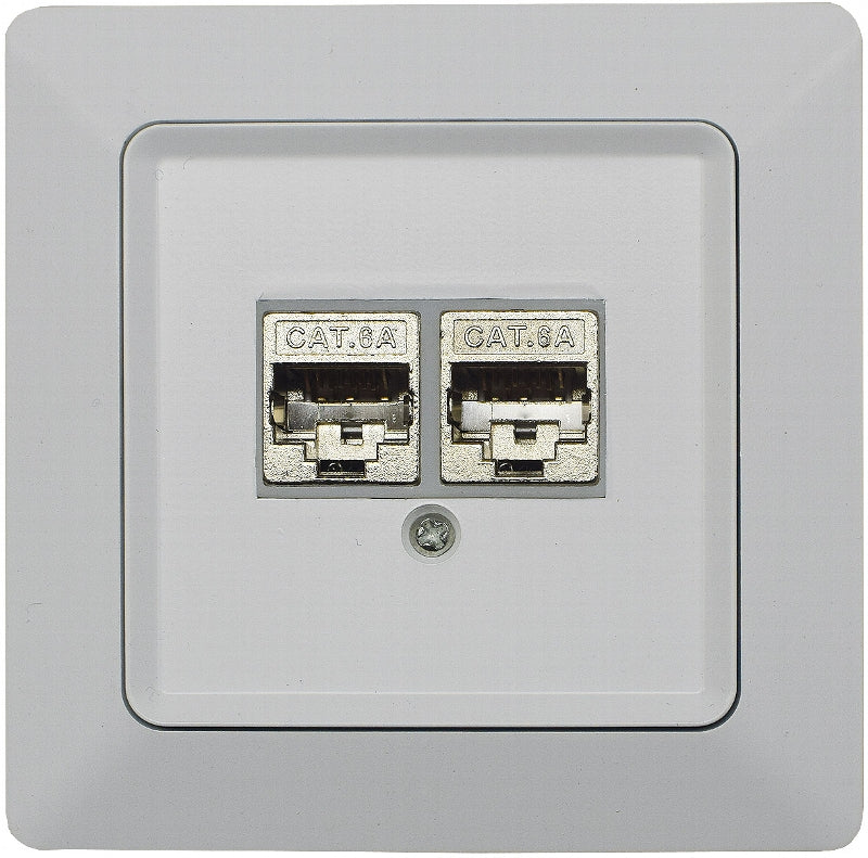 MILOS Netzwerk-Dose 2x CAT6 inkl. Rahmen, UP, matt weiß