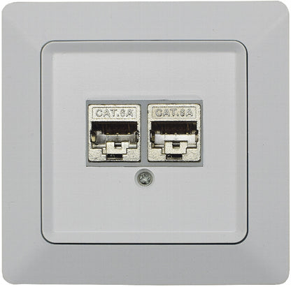 MILOS Netzwerk-Dose 2x CAT6 inkl. Rahmen, UP, matt weiß