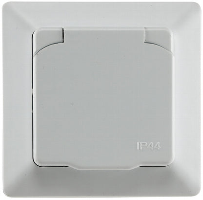 MILOS Schutzkontakt-Steckdose IP44 250V~/ 16A, inkl. Rahmen, UP, weiß matt