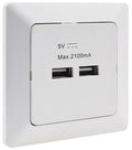 MILOS 2-fach USB-Ladedose, weiß matt 250V~/ 50Hz, UP, 5V=, gesamt max. 2A