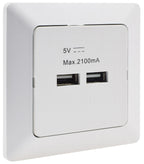MILOS 2-fach USB-Ladedose, weiß matt 250V~/ 50Hz, UP, 5V=, gesamt max. 2A